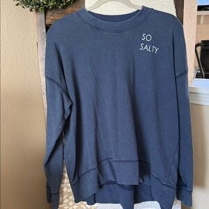 aerie Navy Blue 'So Salty' Sweatshirt